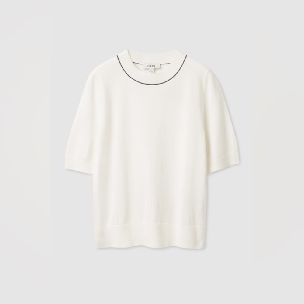 COS Short-sleeve Knitted T-shirt cotton In White